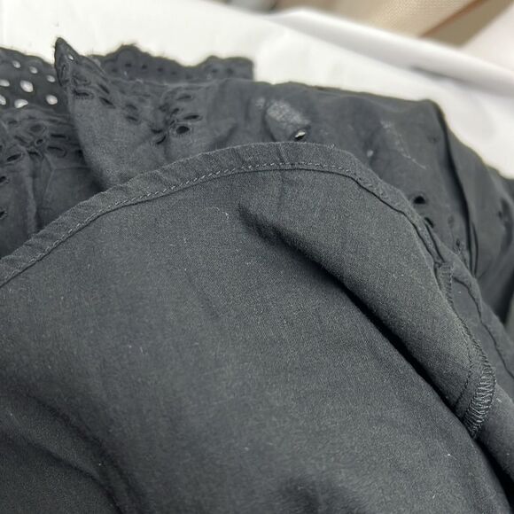 Madewell NU556 Black Eyelet Flutter Sleeve Mini Dress in Cotton 10 NWT - Picture 11 of 13